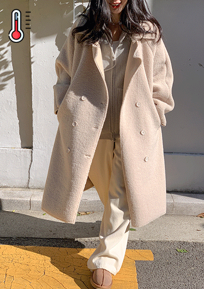 [왕오버핏🧸뽀글코트] 테디베어 더블버튼 테리코트 여자겨울코트 오버롱 두꺼운 오버사이즈 양털 박시코트