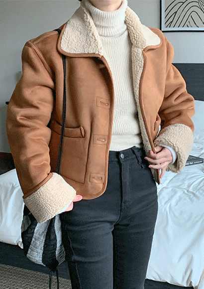 [숏무스탕🩸완전따뜻] 후끈양털 둥근카라 무스탕 겨울자켓 무스탕자켓 여자겨울아우터 양털 퍼자켓