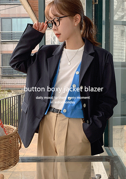 [고퀄리티💙모던룩] 버튼소매 박시 자켓 블레이저 봄자켓 봄신상 여자재킷 스카이자켓 여자오버핏자켓 대디핏 싱글자켓
